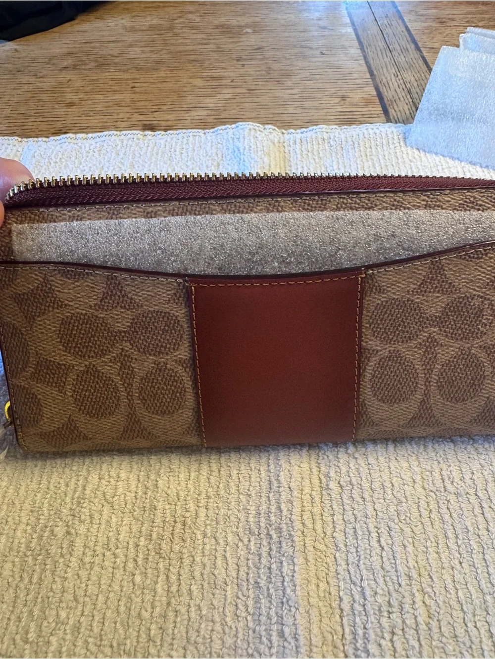 Coach Continental Wallet in Brown Canvas with Chestnut Leather